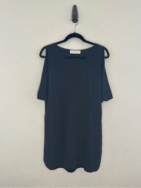 Amanda Uprichard Black Silk Cold-Shoulder V-Neck Mini Dress‎ Size Small
